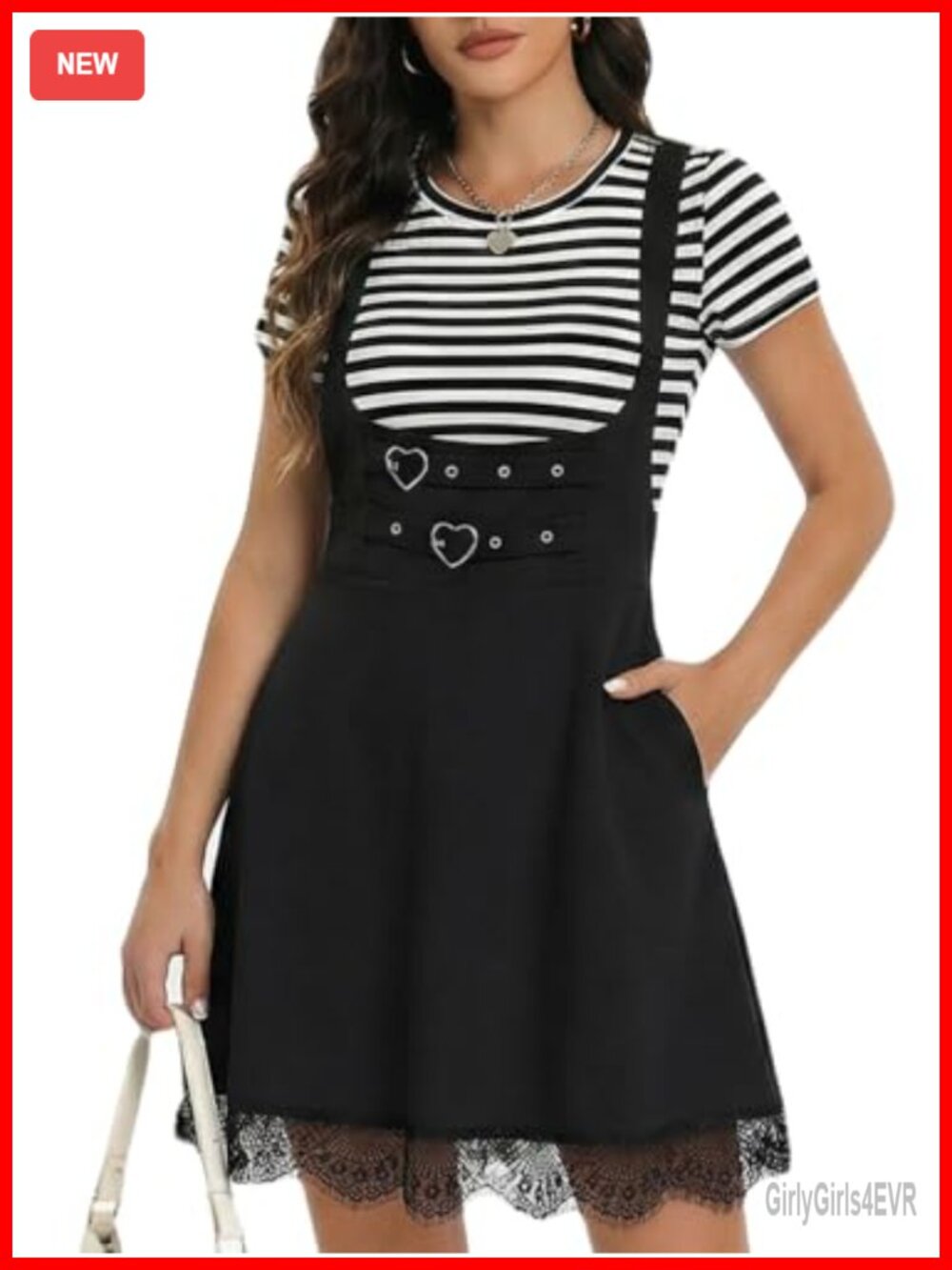 YOINS Women's Lace A-Line Overalls Dress Suspender Skirt Pinafore